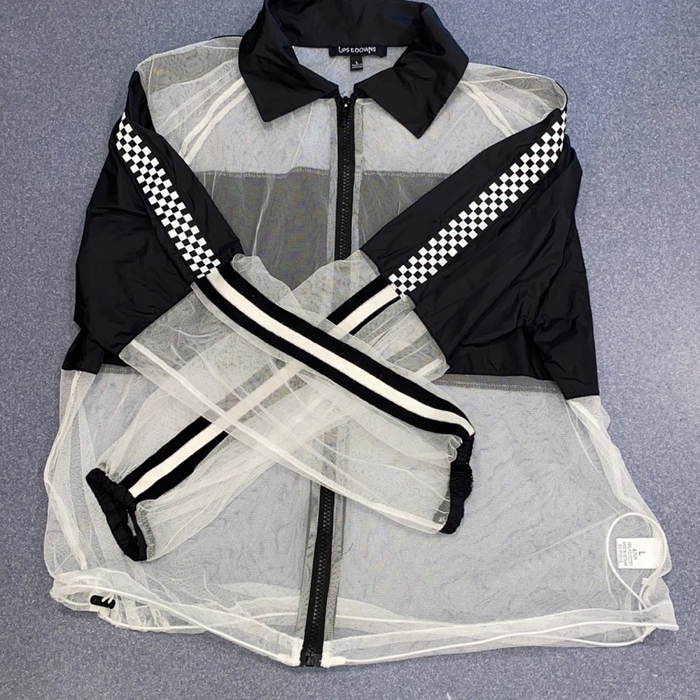 Unique mesh zip up jacket